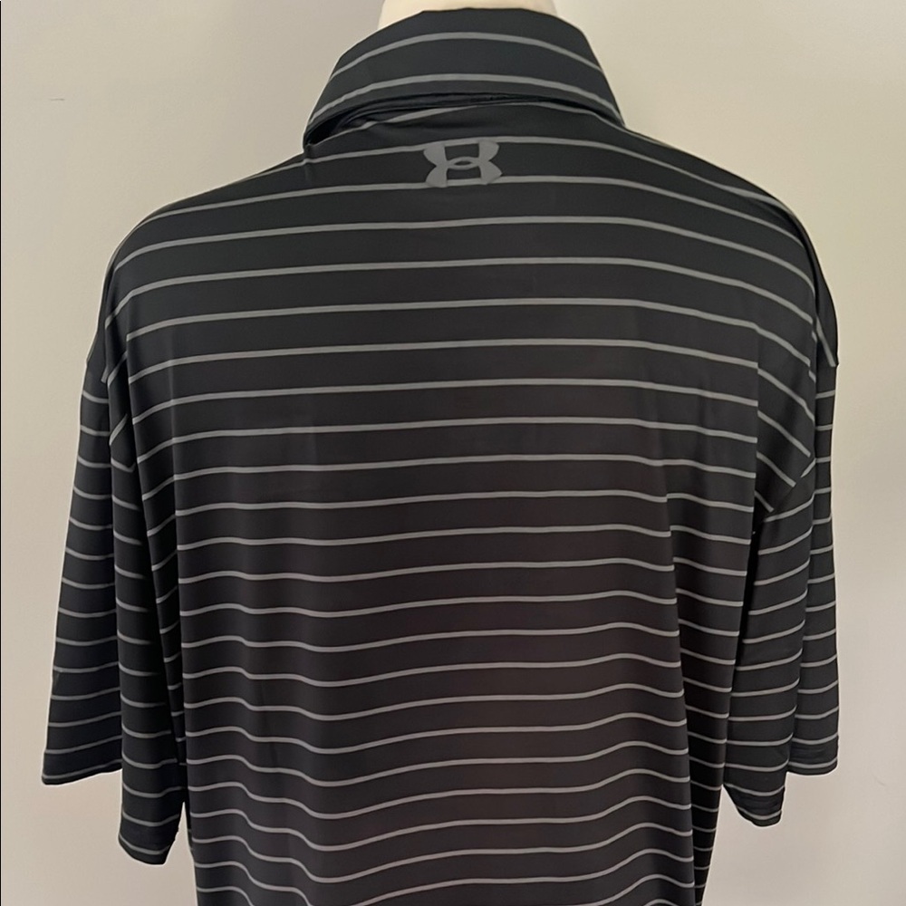 Under Armour Black and Gray Polo Shirt Classic Striped Design - Picture 5 of 5
